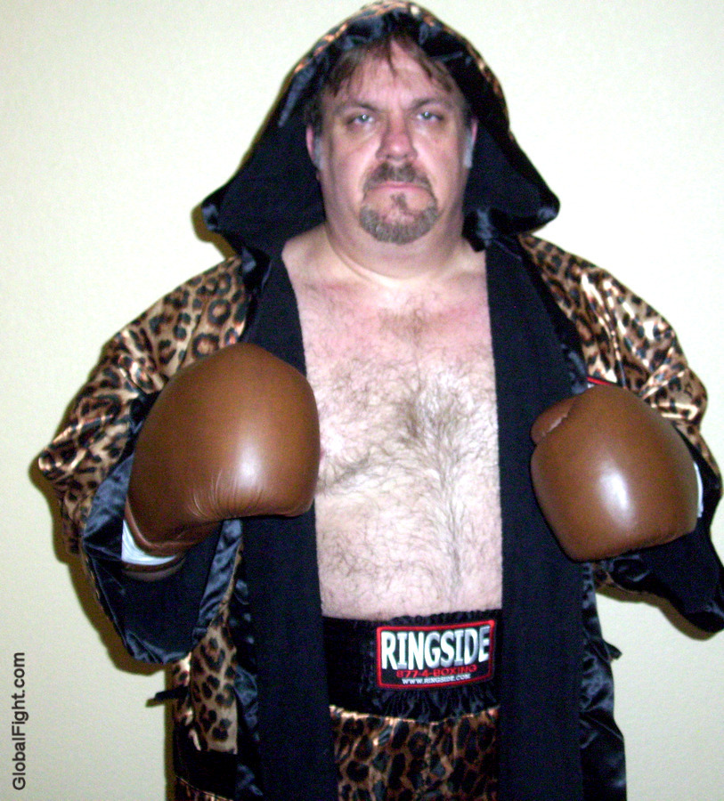 boxing older beefy man